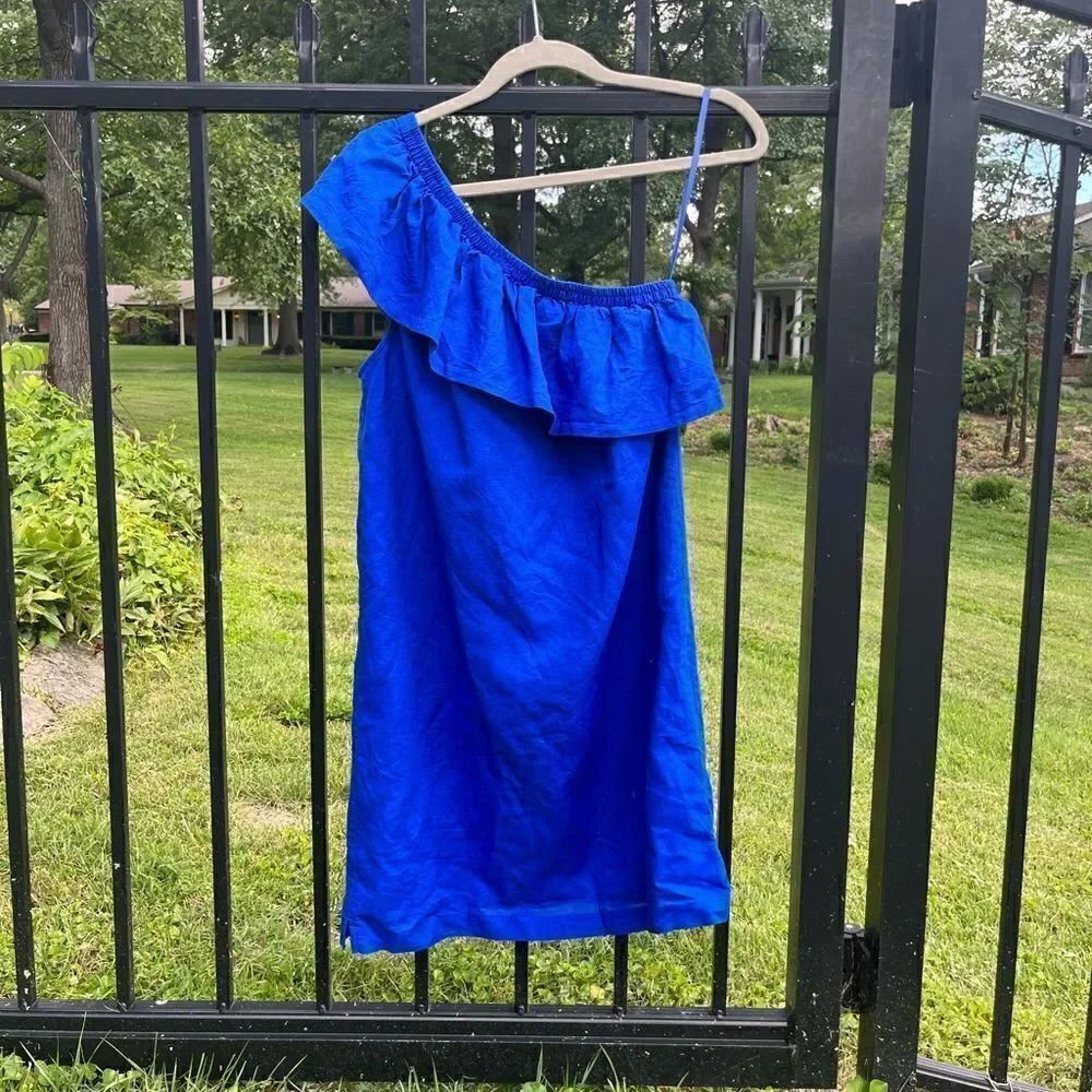 J Crew One Shoulder Linen Dress - Picture 2 of 6